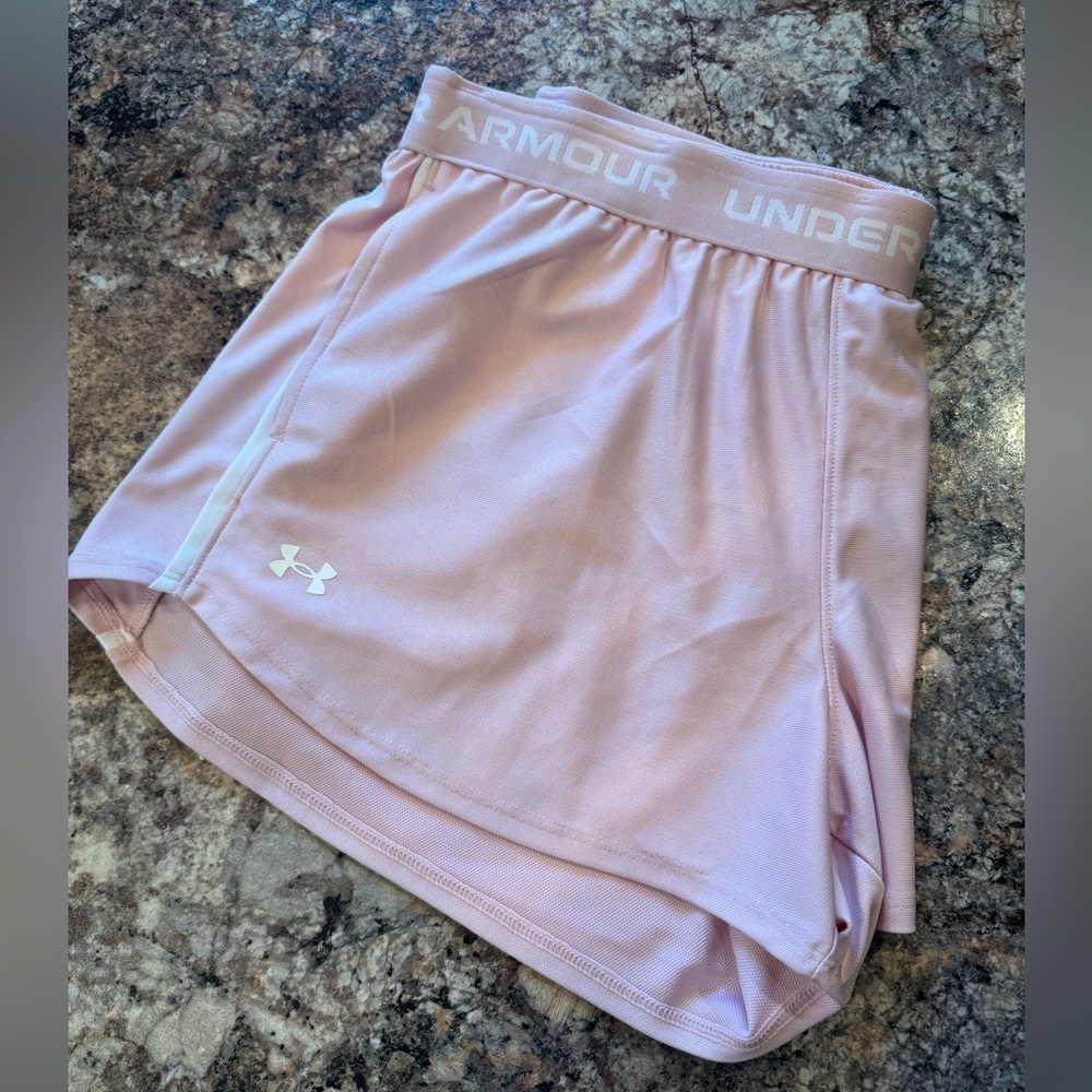 Under Armour Women's Light Pink Athletic Shorts - Picture 3 of 4